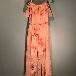 As U Wish Peach Pink Floral High Low Dress
